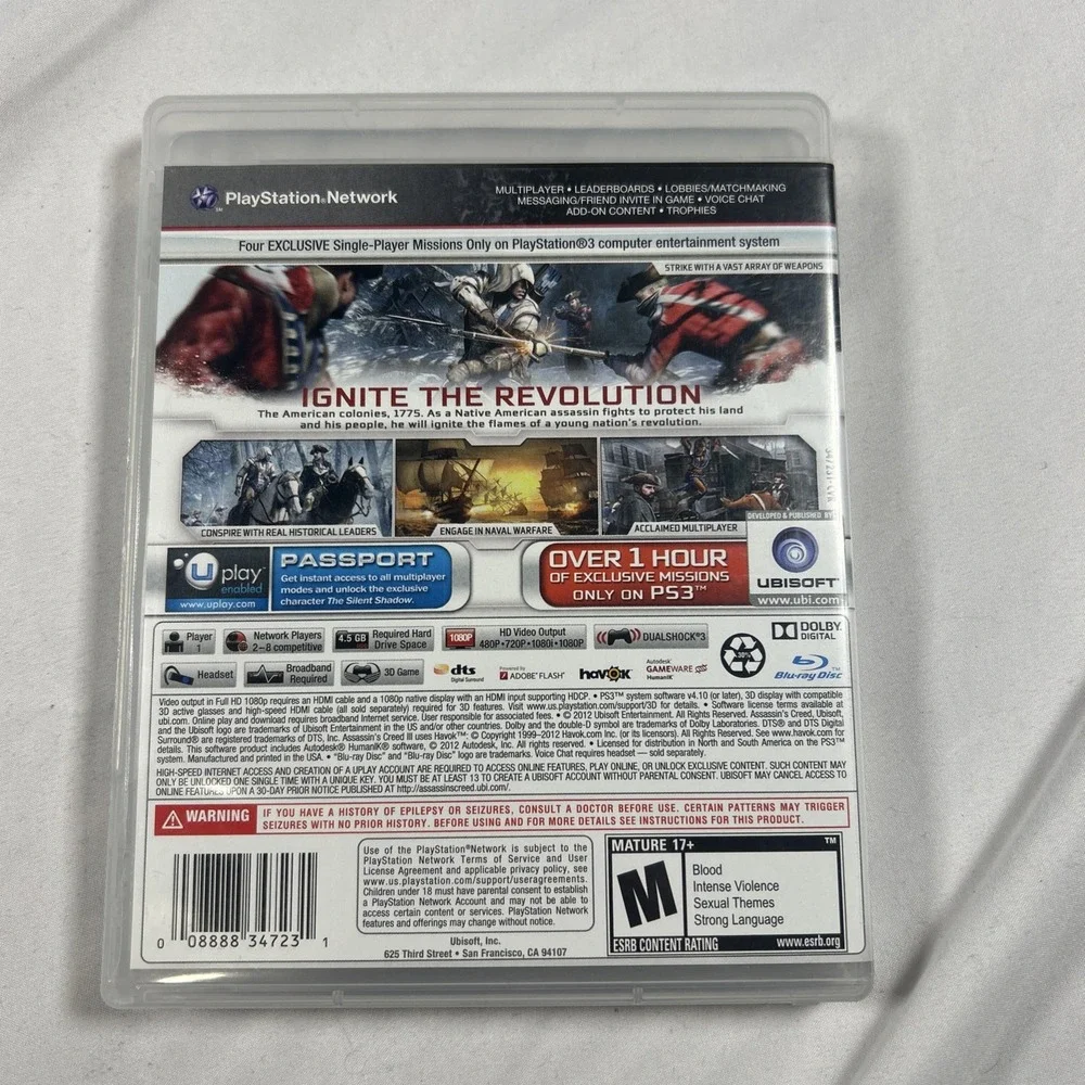 Assassins Creed 3 GameStop Edition CIB Video Game Sony PlayStation 3 PS3 Tested